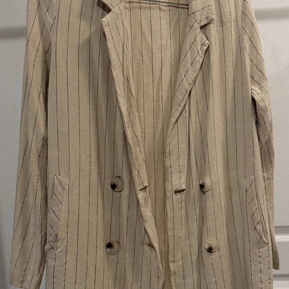 Sage The Label Set - Pants and Blazer/Dress - Size Small - Neutral Pinstripe - Picture 3 of 13